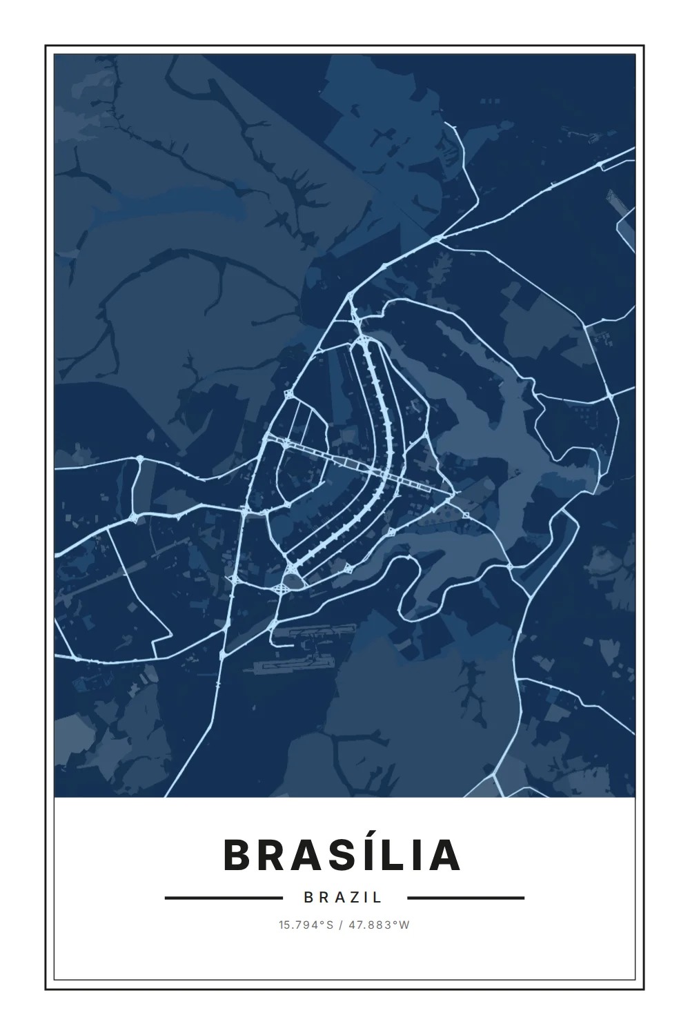 Brasília dans le style cartographique Plan