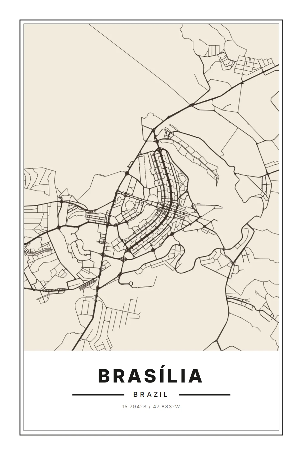 Brasília dans le style cartographique Routes