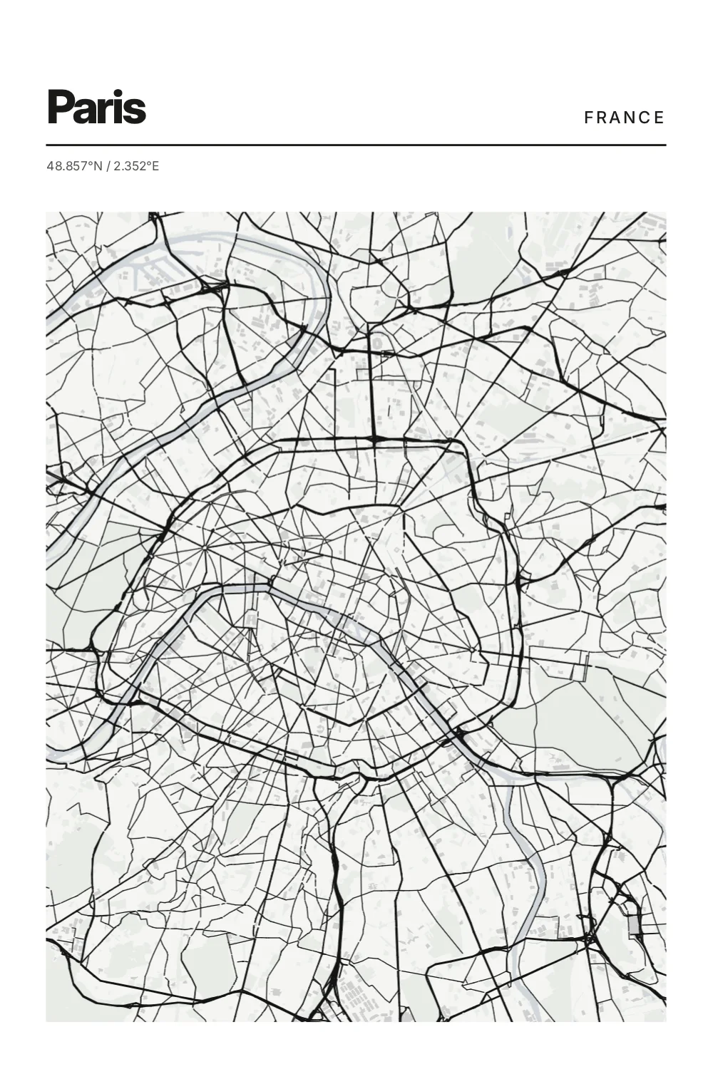 Paris dans le style cartographique Mono
