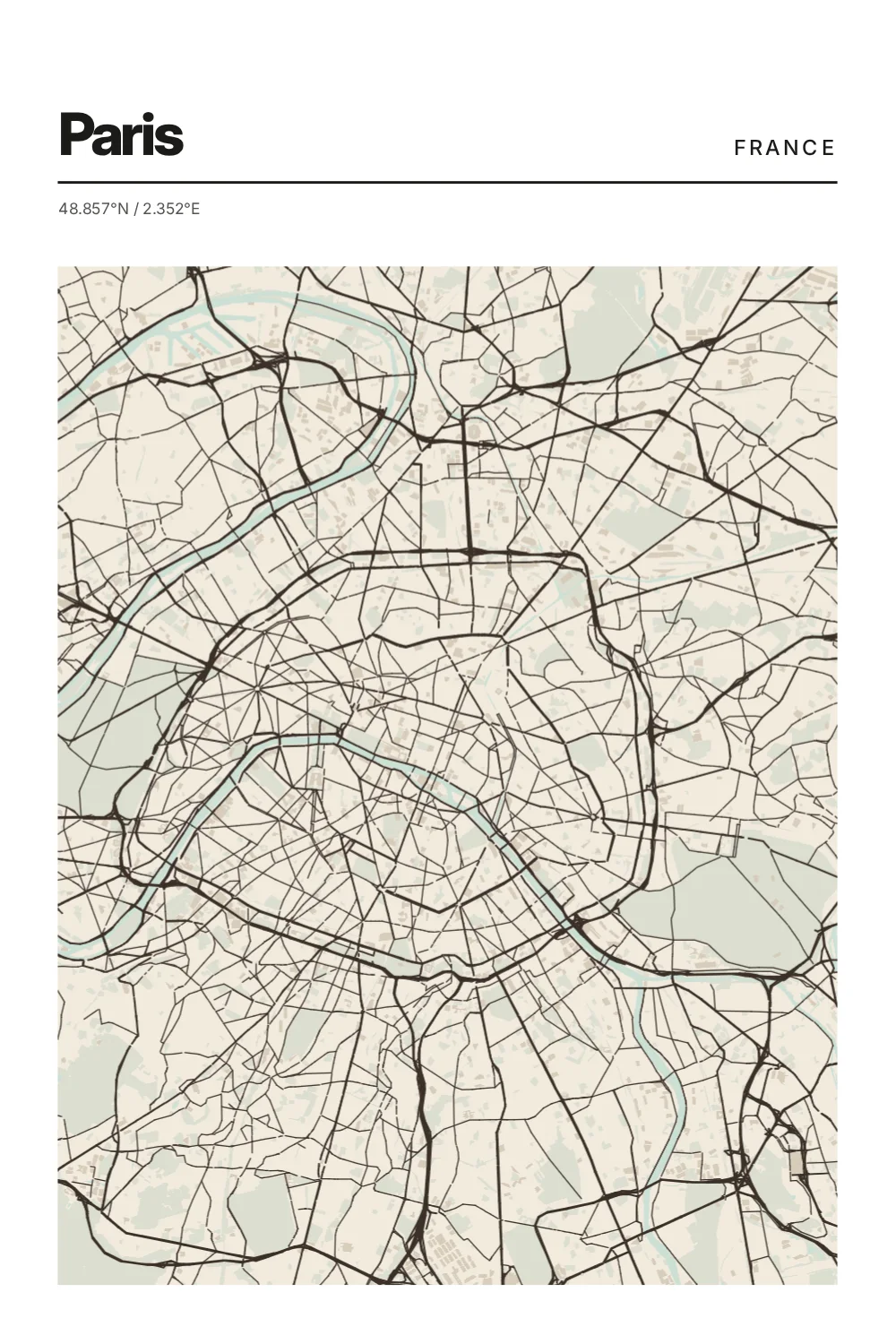 Paris dans le style cartographique Papier doux